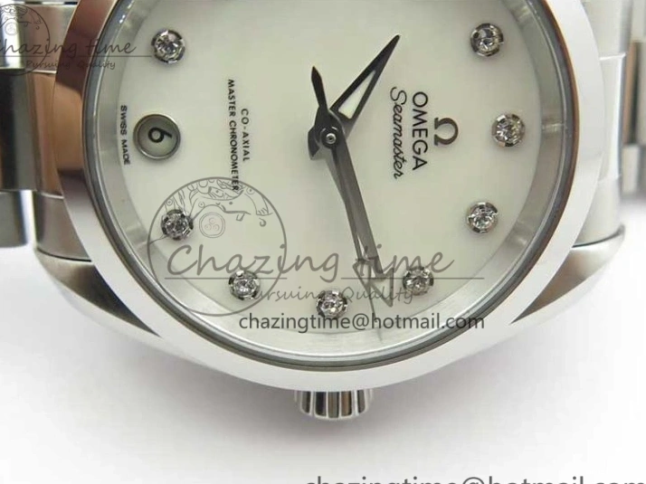 0512 Flexible Aqua Terra 150M 34mm Ladies SS VSF 1:1 Best Edition White MOP Dial Diamonds Markers on SS Bracelet A 7930